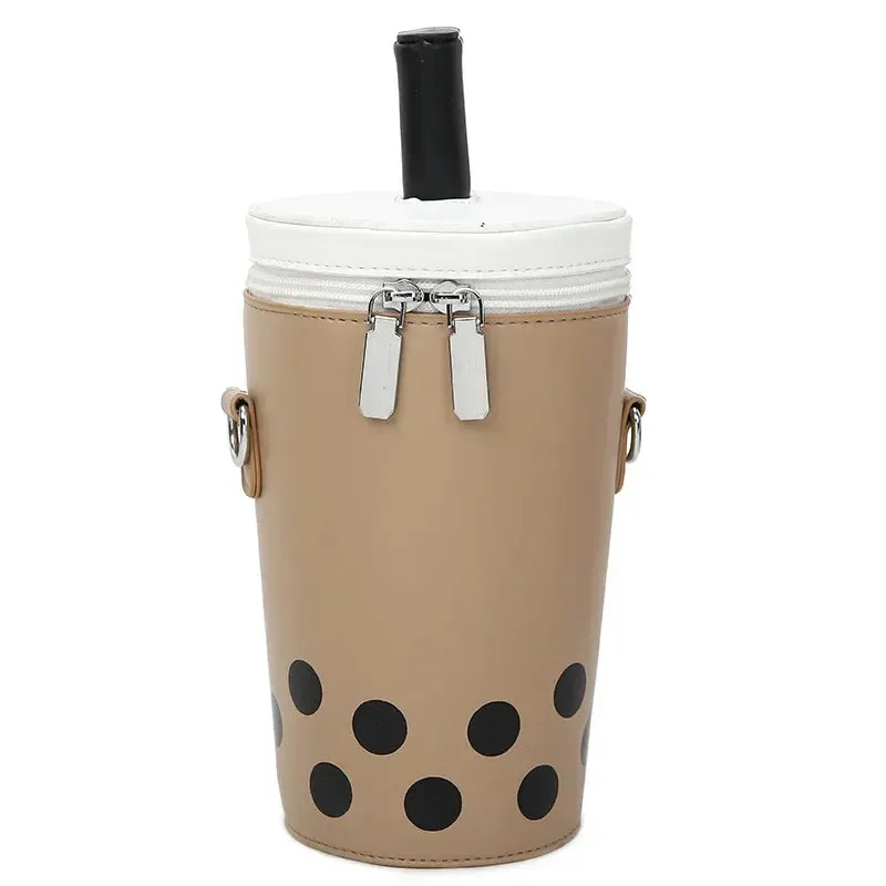 Cute Bubble Boba Tea Cross Body Bucket Bag