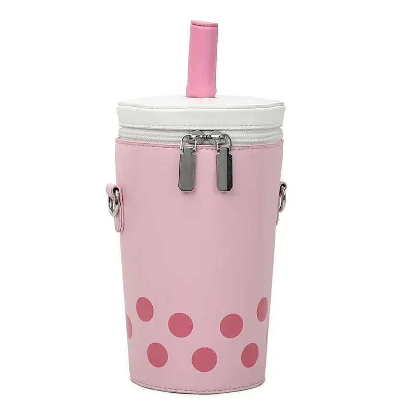 Cute Bubble Boba Tea Cross Body Bucket Bag