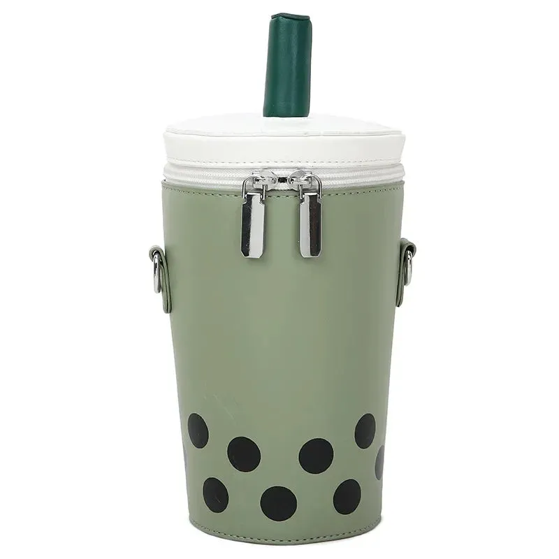 Cute Bubble Boba Tea Cross Body Bucket Bag