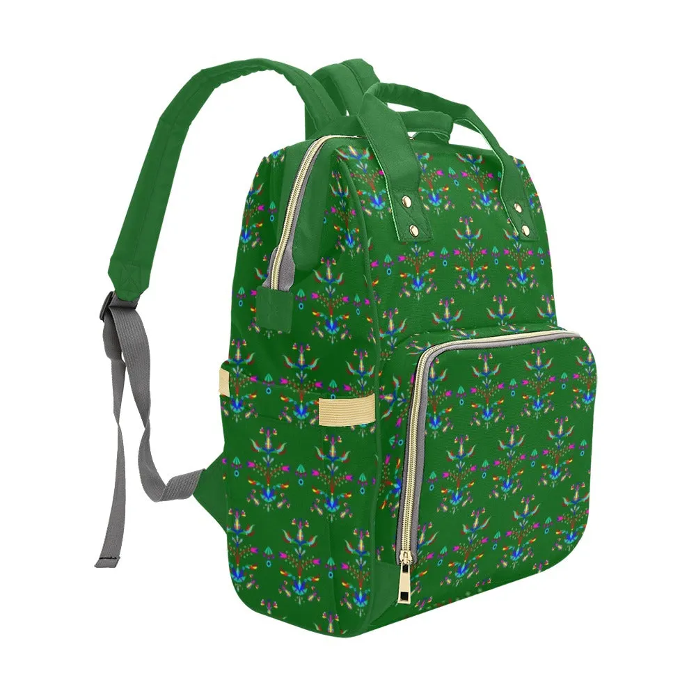 Dakota Damask Green Multi-Function Diaper Backpack/Diaper Bag