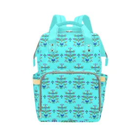 Dakota Damask Turquoise Multi-Function Diaper Backpack/Diaper Bag