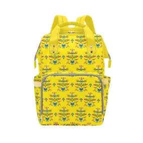 Dakota Damask Yellow Multi-Function Diaper Backpack/Diaper Bag