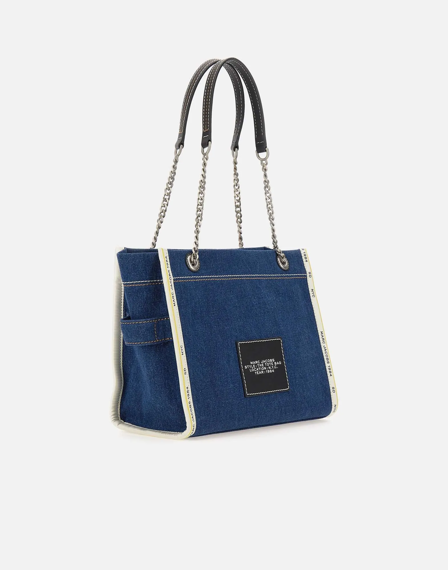 Denim Chain Medium Tote Bag