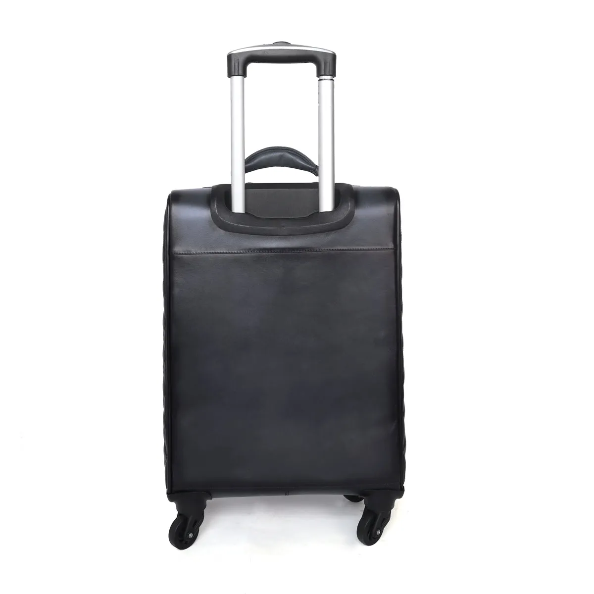 Diamond Stitched Grey Leather Quad Wheel Trolley Bag With Embossed Lion Logo by Brune & Bareskin