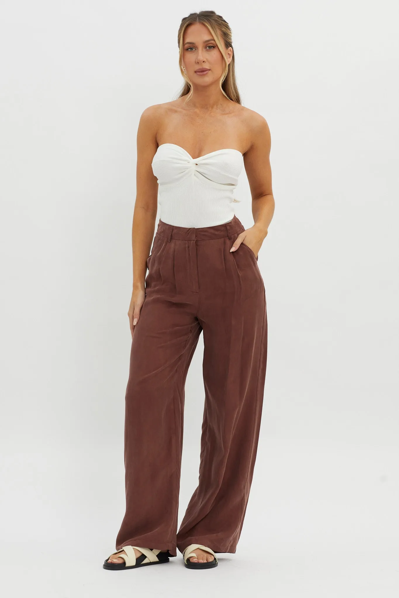 Dodie Straight Leg Trouser Pants Choco