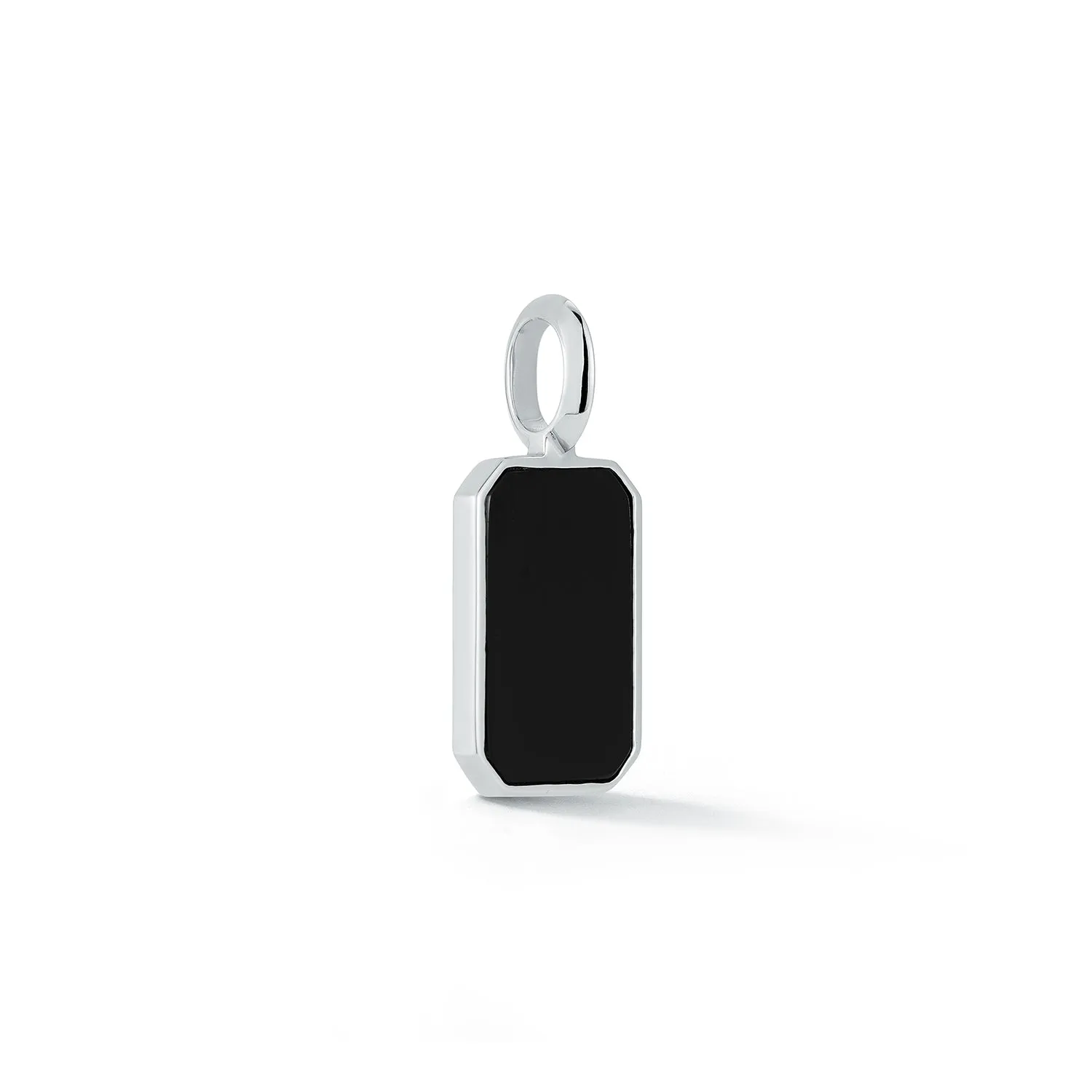 DORA STERLING SILVER AND BLACK SPINEL TABLET PENDANT