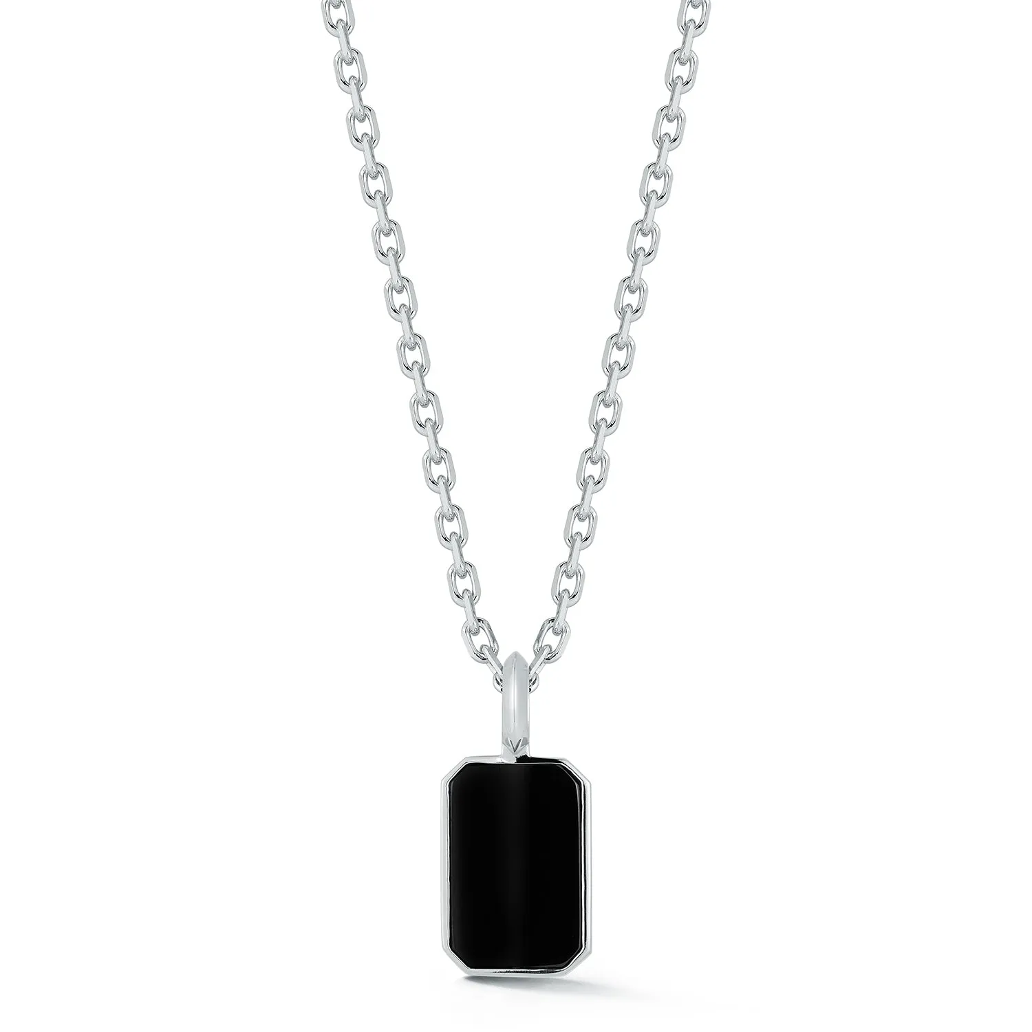 DORA STERLING SILVER AND BLACK SPINEL TABLET PENDANT