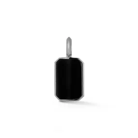 DORA STERLING SILVER, BLACK RHODIUM AND BLACK SPINEL TABLET PENDANT