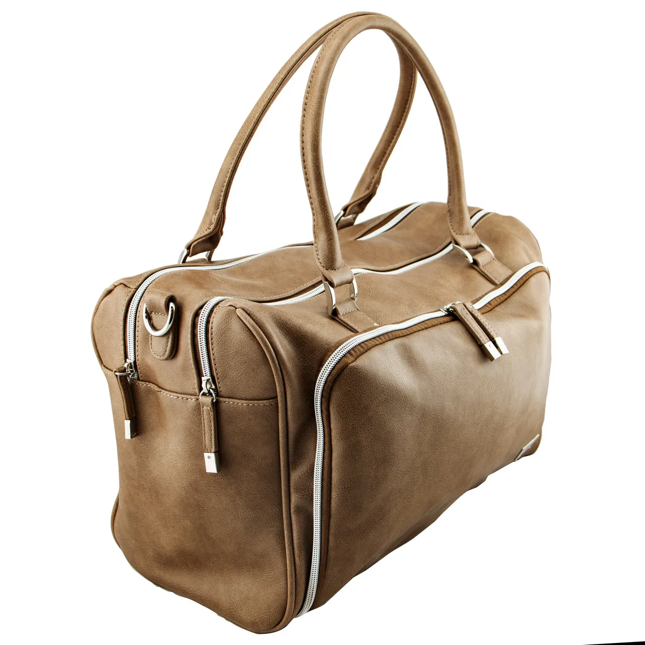 Double Zip Satchel Nappy Bag - Latte