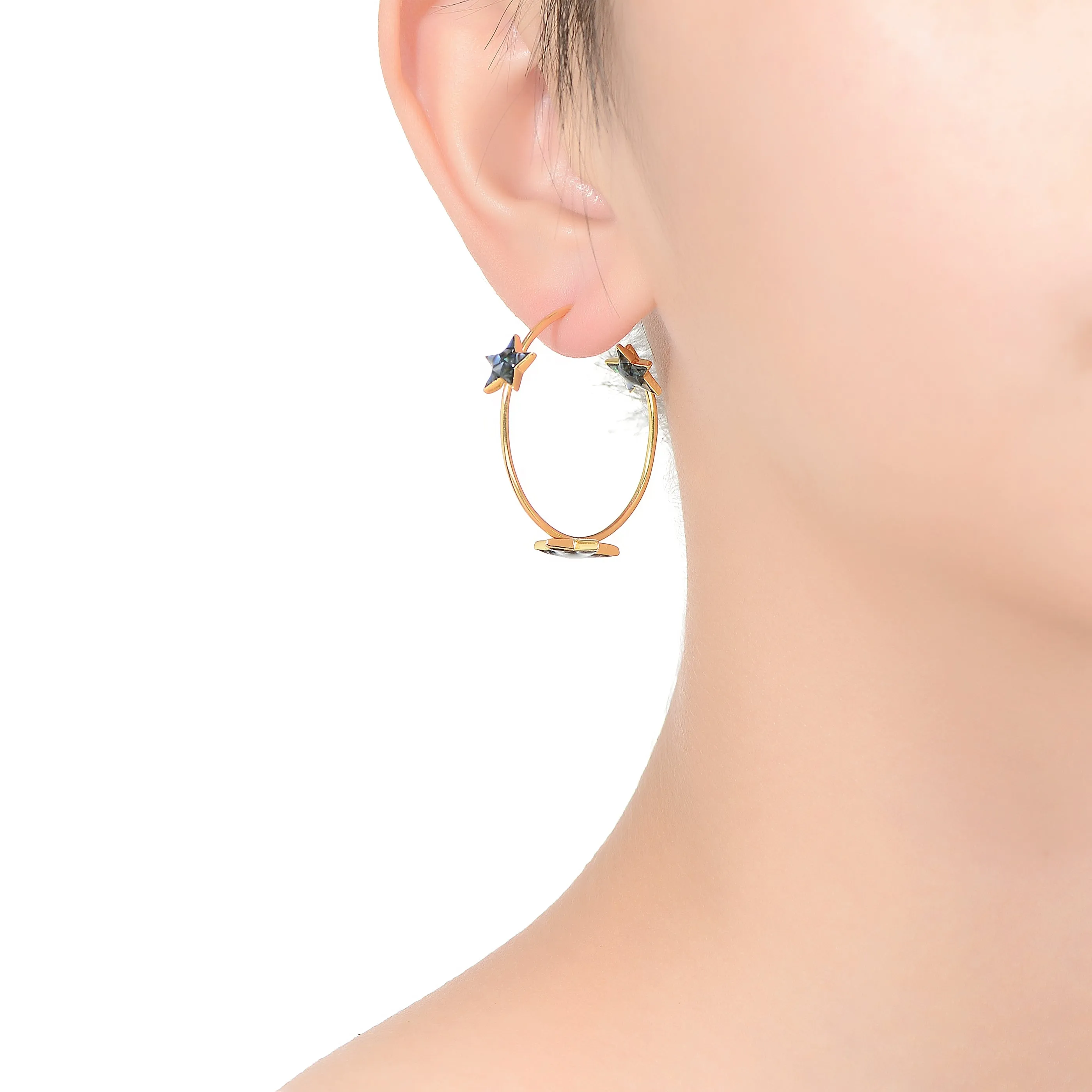 Elegant Gold-Plated Sterling Silver Earrings with Abalone Stars