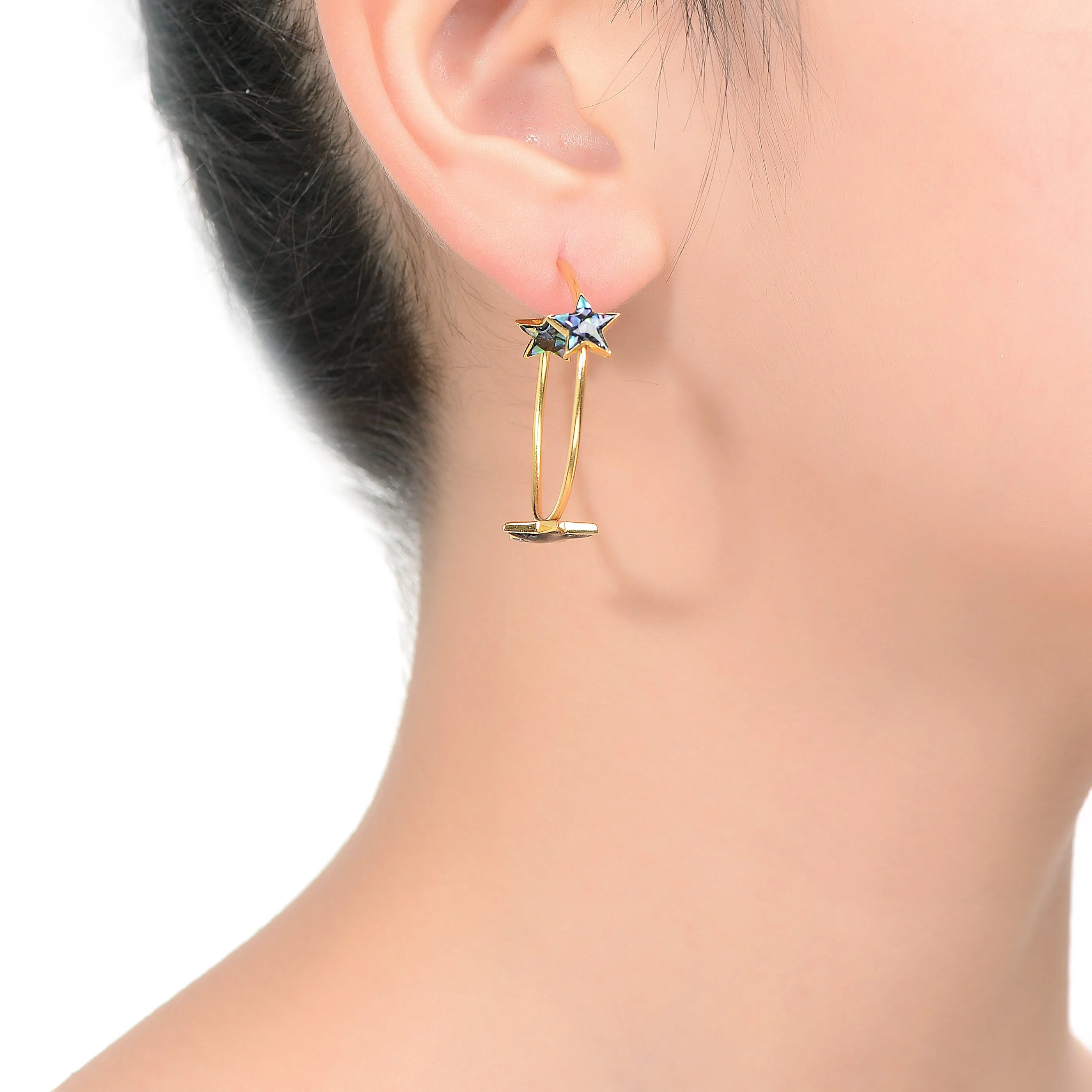 Elegant Gold-Plated Sterling Silver Earrings with Abalone Stars