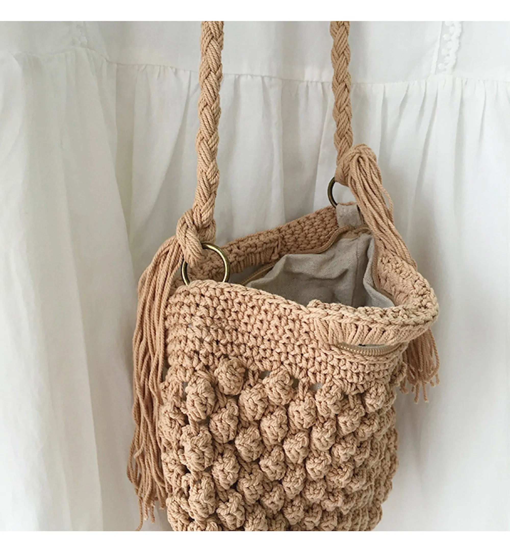 Elena Handbags Natural Cotton Fashion Casual Shoulder Bag