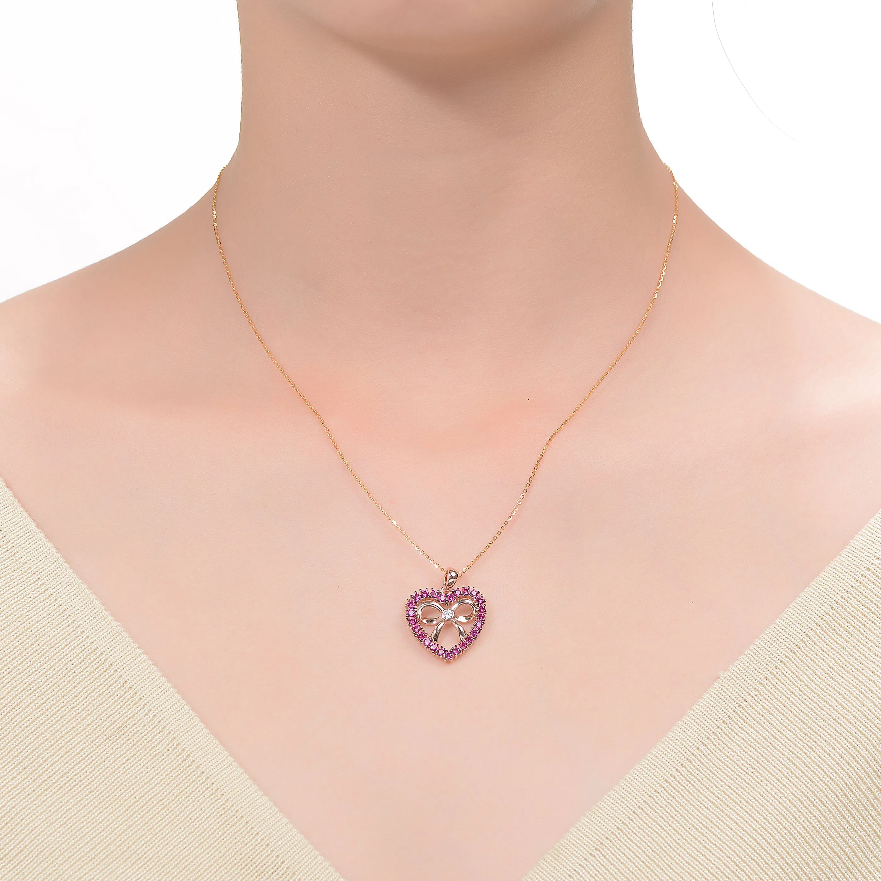 Emma Pink Cubic Zirconia Pendant Necklace