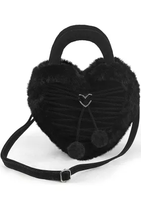 Faux Fur [Black] Heart-Shaped | PURSE [IN STOCK]