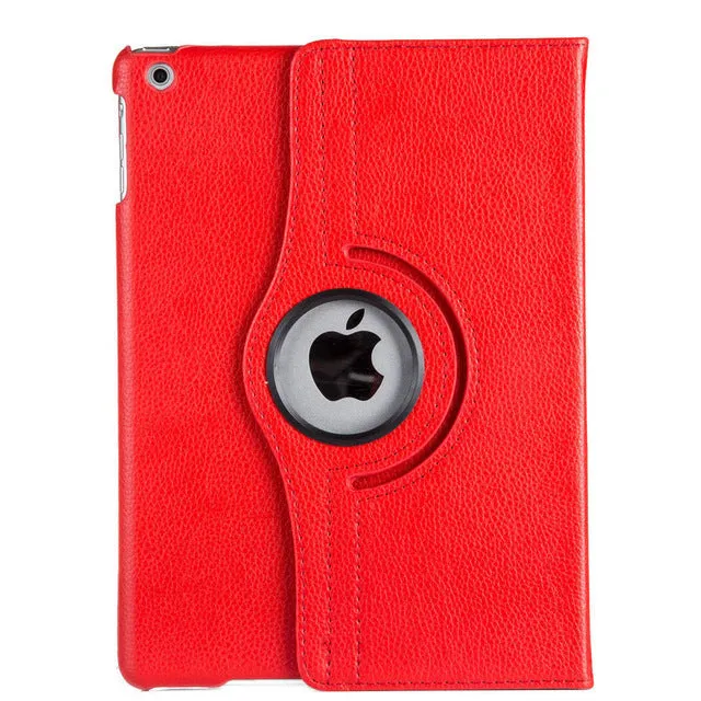 For Case Apple iPad 2 iPad 3 iPad 4 PU Leather Smart Stand Flip Case Cover 360 Rotating Screen Protector Film Stylus Pen Gifts