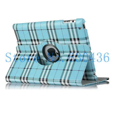 For Case Apple iPad 2 iPad 3 iPad 4 PU Leather Smart Stand Flip Case Cover 360 Rotating Screen Protector Film Stylus Pen Gifts