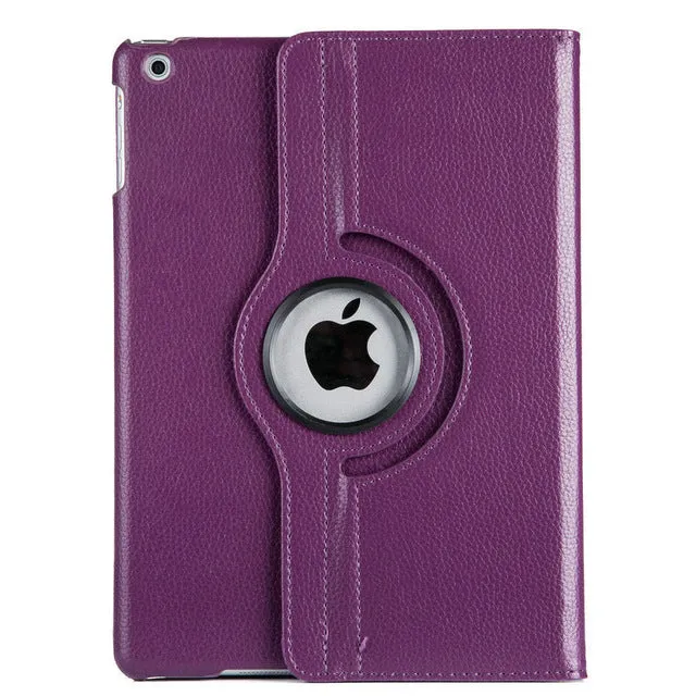 For Case Apple iPad 2 iPad 3 iPad 4 PU Leather Smart Stand Flip Case Cover 360 Rotating Screen Protector Film Stylus Pen Gifts