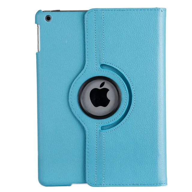 For Case Apple iPad 2 iPad 3 iPad 4 PU Leather Smart Stand Flip Case Cover 360 Rotating Screen Protector Film Stylus Pen Gifts