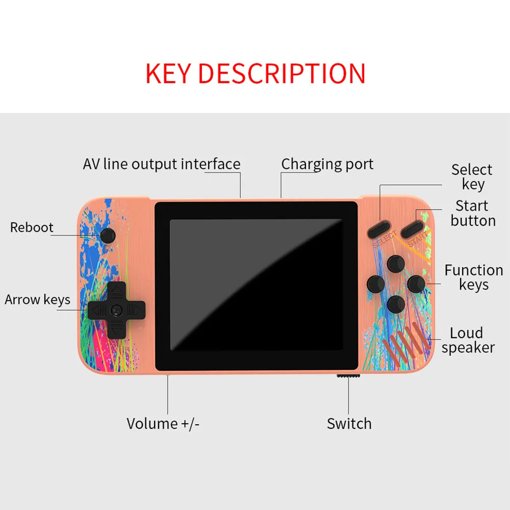 G3 Handheld Video Game Console Built-in 800 Classic Games- USB Charging