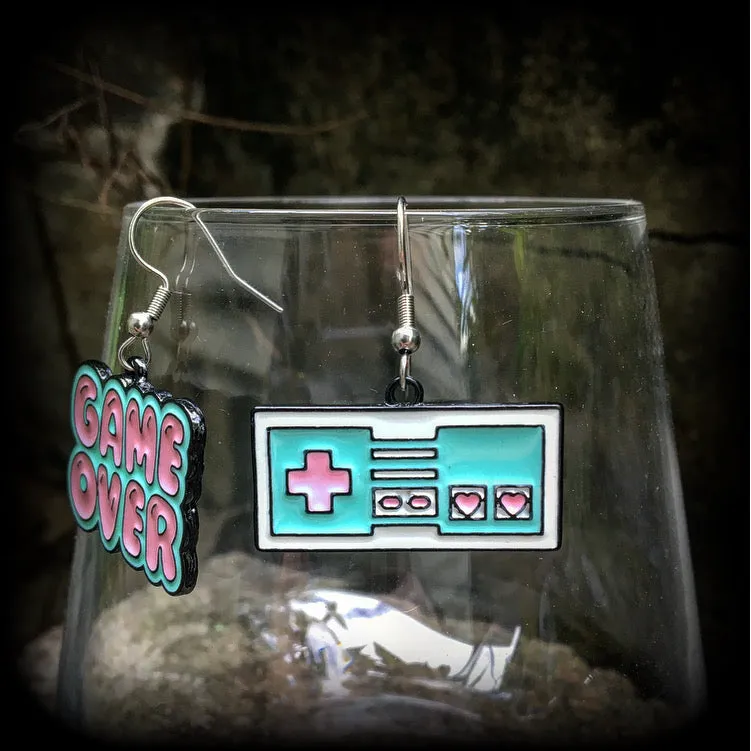 Game Over gaming console earrings-Gamer girl earrings