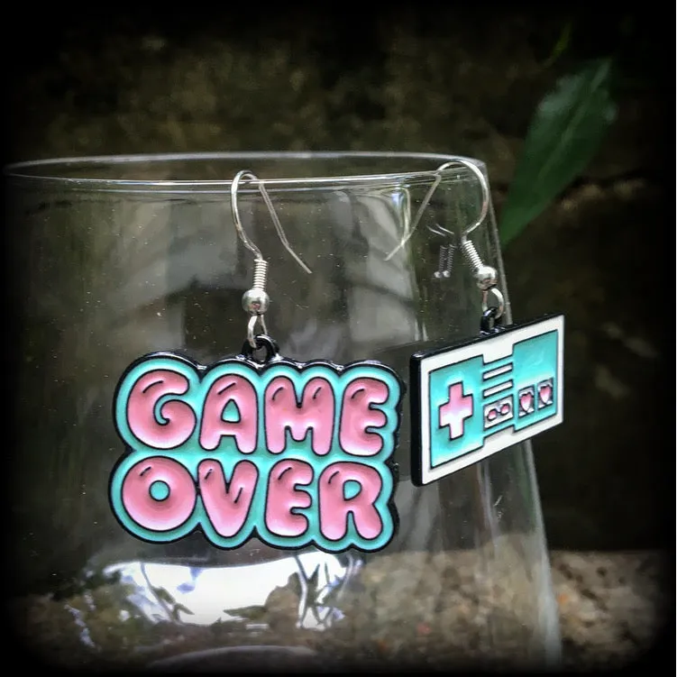 Game Over gaming console earrings-Gamer girl earrings