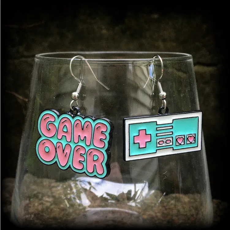 Game Over gaming console earrings-Gamer girl earrings