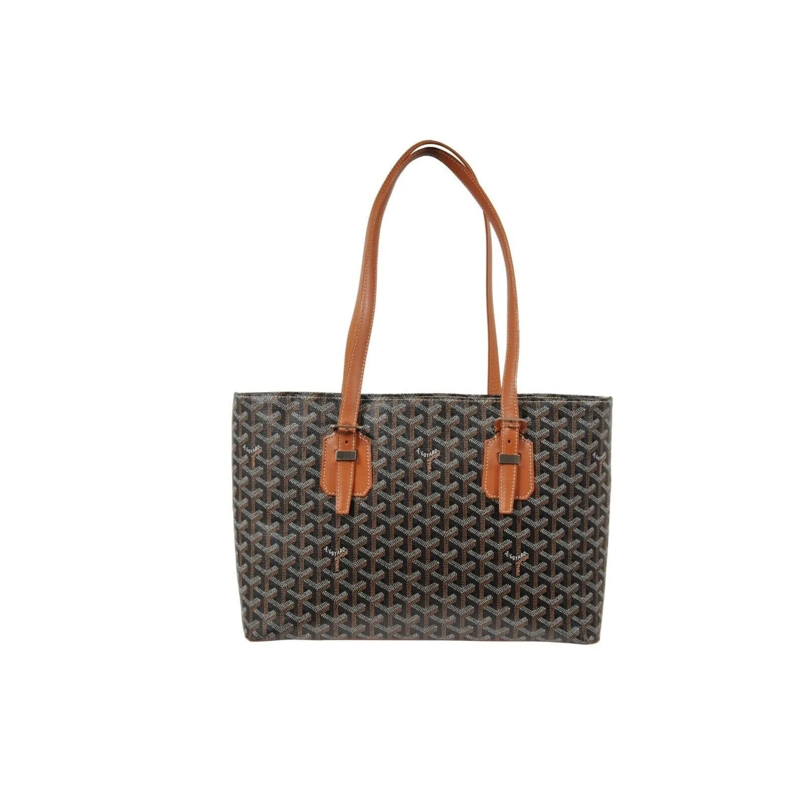 Goyard Sac Saint Marie Galente MM Black Brown Canvas Tote Shoulder Handle Bag