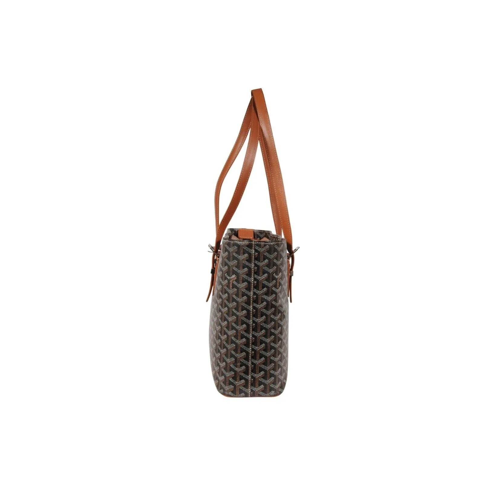 Goyard Sac Saint Marie Galente MM Black Brown Canvas Tote Shoulder Handle Bag