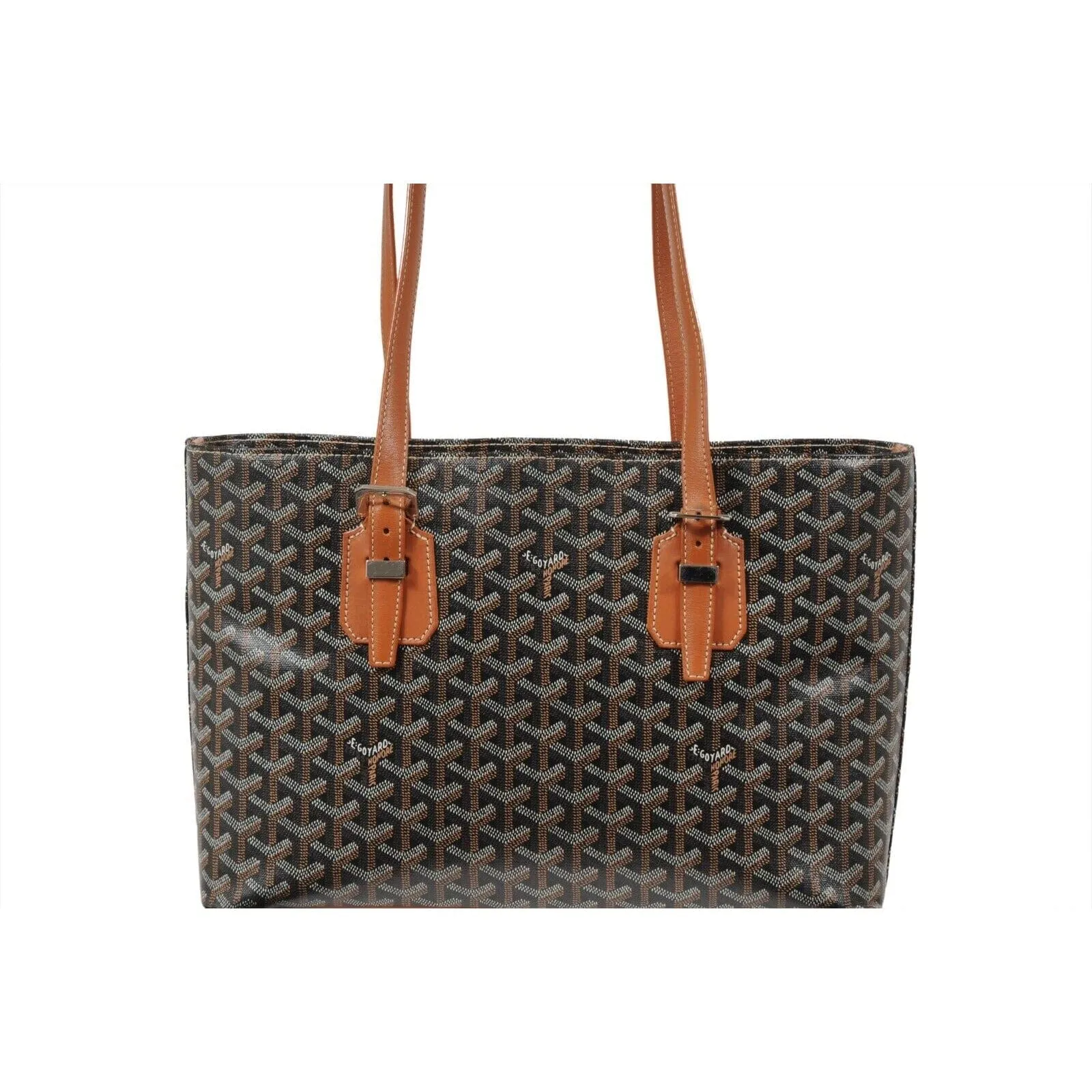 Goyard Sac Saint Marie Galente MM Black Brown Canvas Tote Shoulder Handle Bag