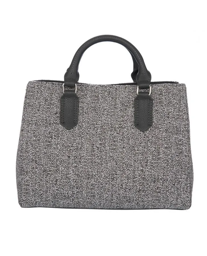 Grey Tweed Double Compartment Grab Bag