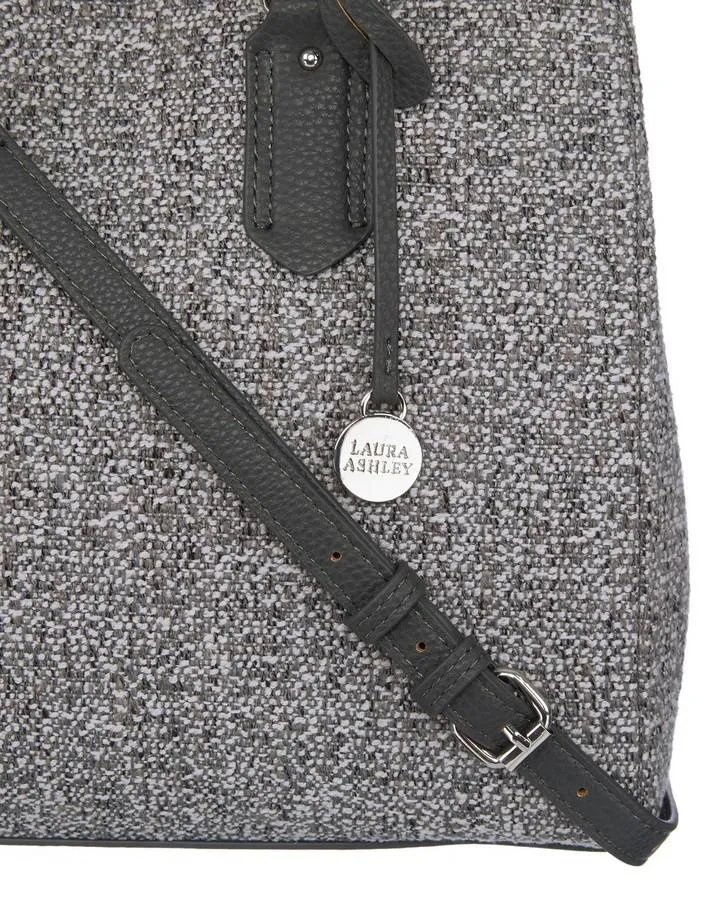 Grey Tweed Double Compartment Grab Bag