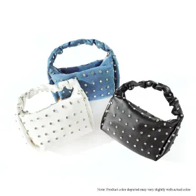 H-MUCCIA RHINESTONE STUDDED SCRUNCH HANDLE BAG