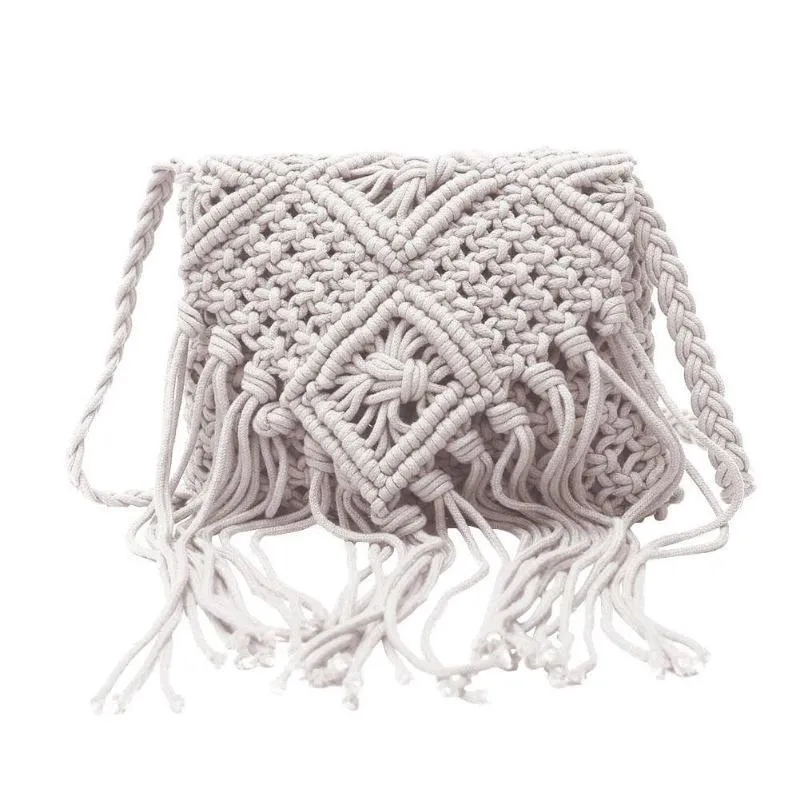 Handmade Cotton Rope Woven Tassel Shoulder Bag