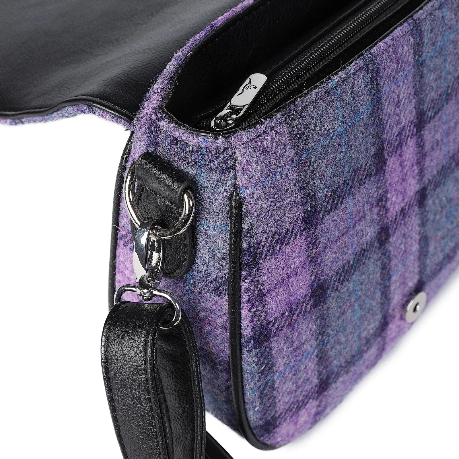 Harris Tweed Beauly Shoulder Bag Bold Purple Check