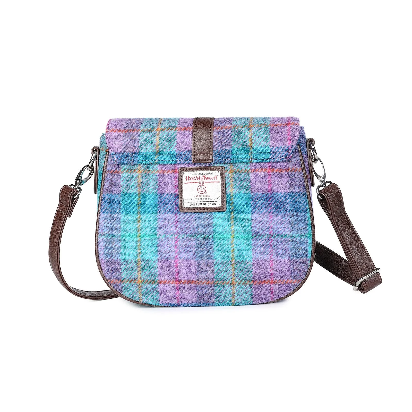 Harris Tweed Shoulder Bag Green & Purple Check