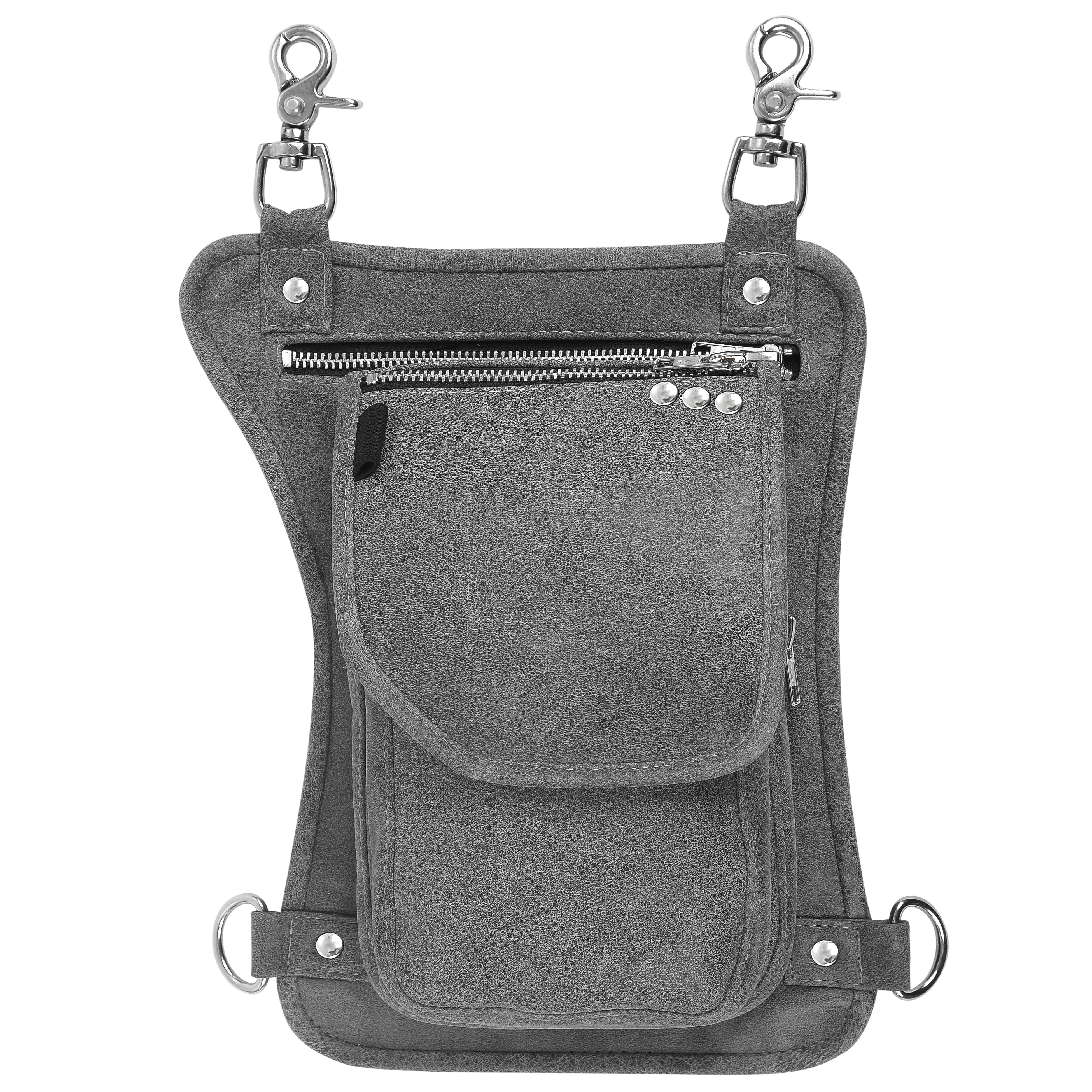 HL80191Gray Thigh Bag made of Leather used as a drop leg bag