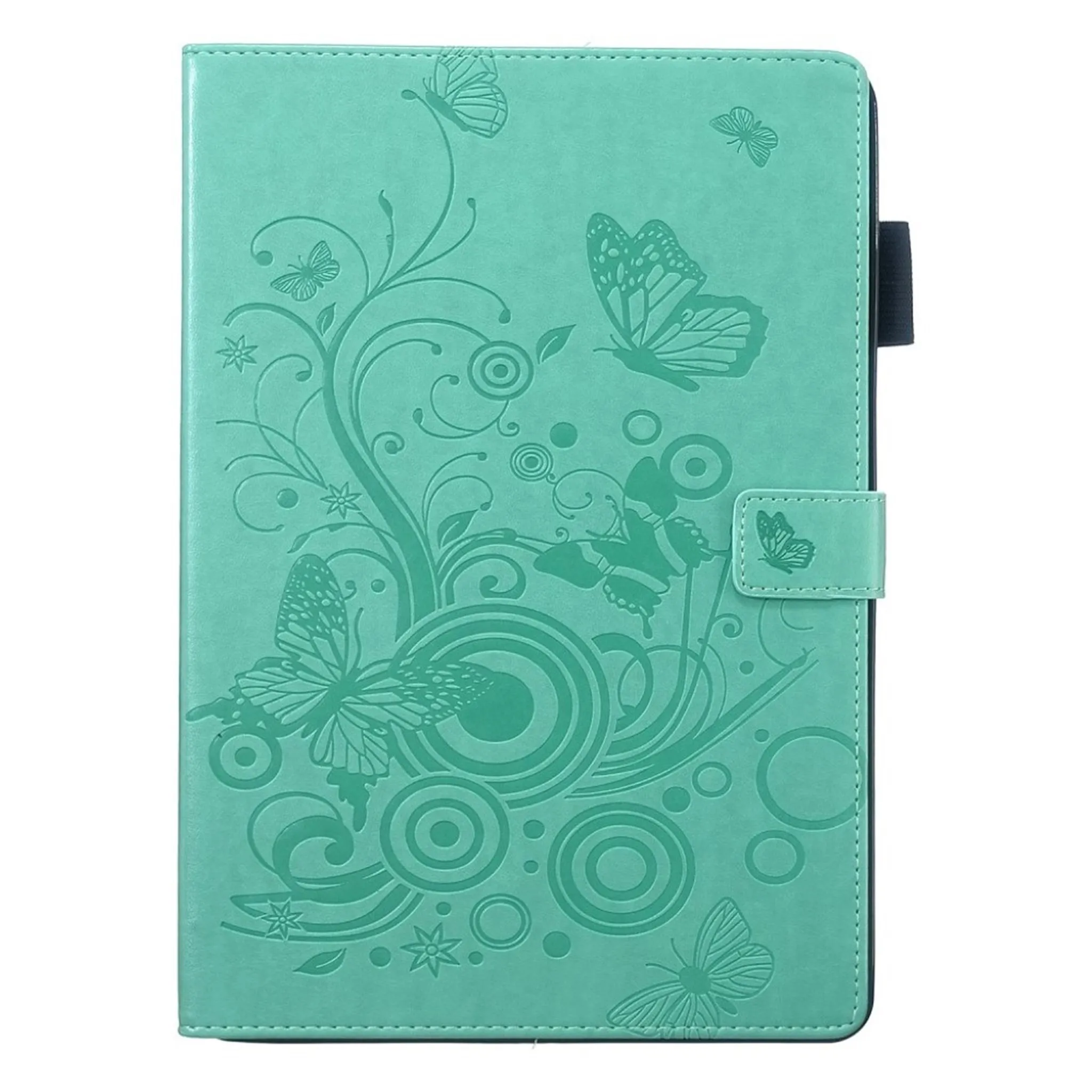 iPad 10.2 (2019) imprint butterfly leather flip case - Cyan