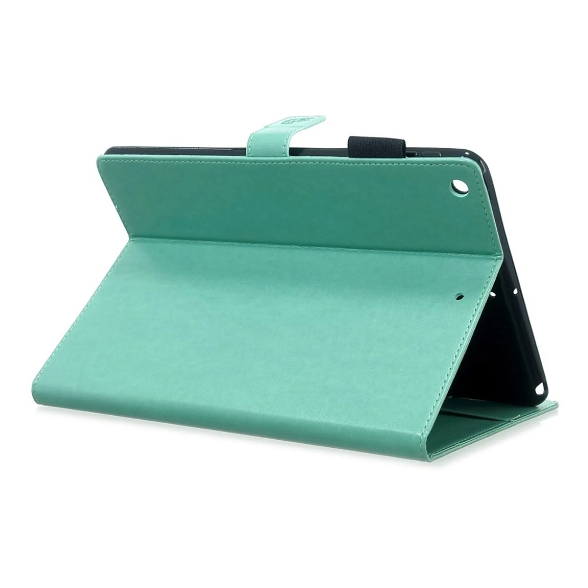 iPad 10.2 (2019) imprint butterfly leather flip case - Cyan