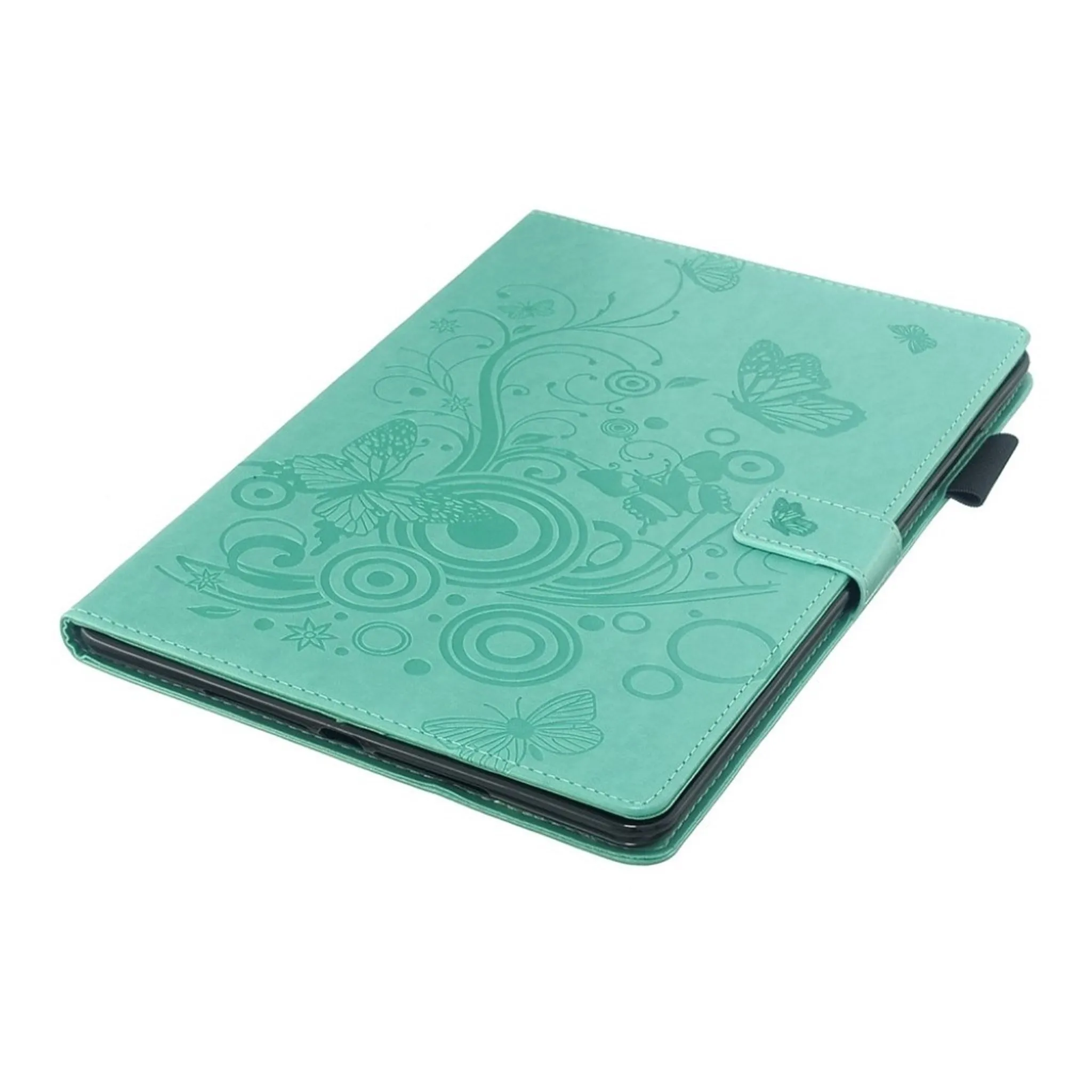 iPad 10.2 (2019) imprint butterfly leather flip case - Cyan