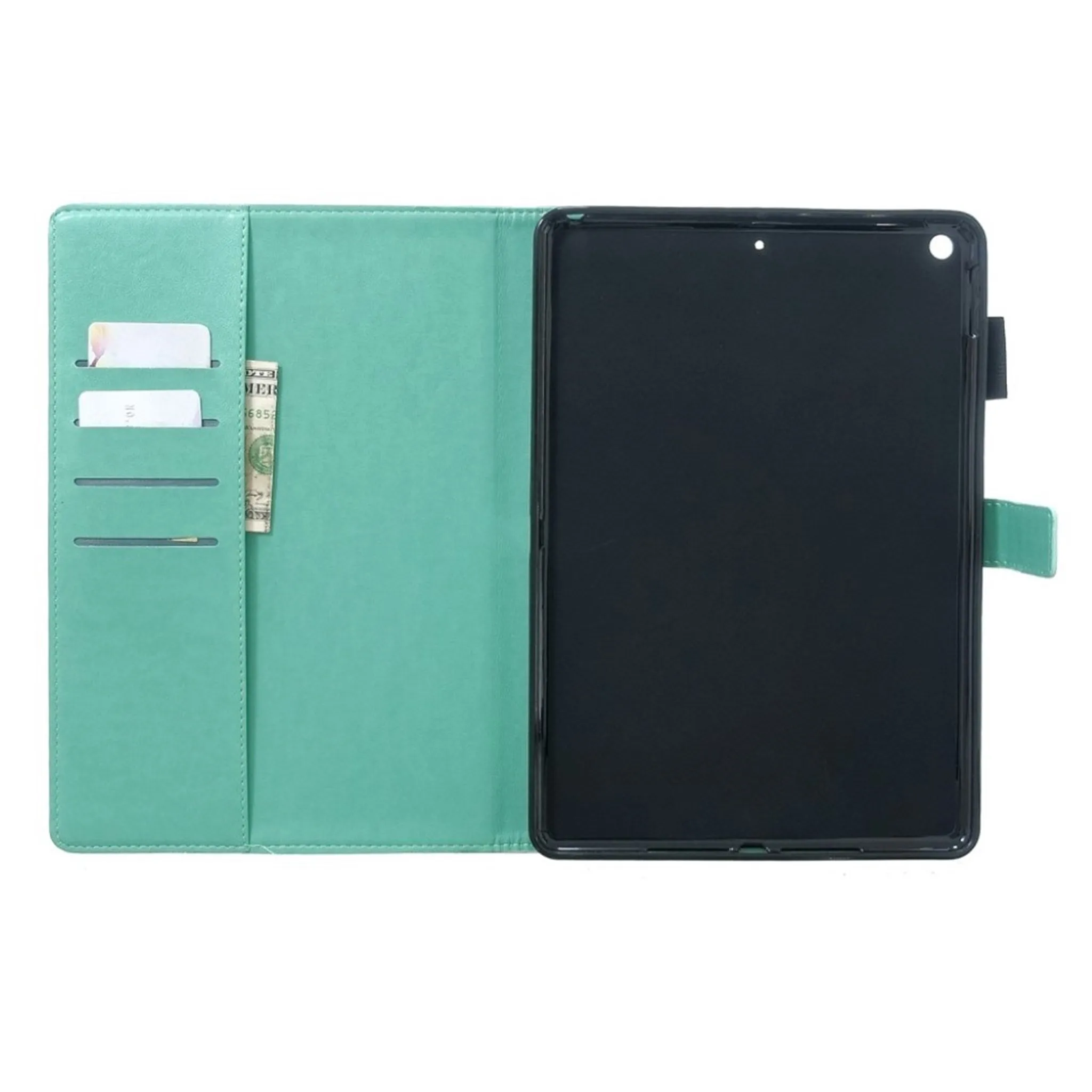 iPad 10.2 (2019) imprint butterfly leather flip case - Cyan