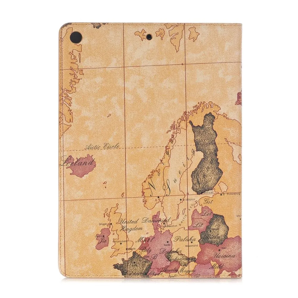 iPad 10.2 (2021) / (2020) / (2019) cool map pattern leather flip case - Dark Brown