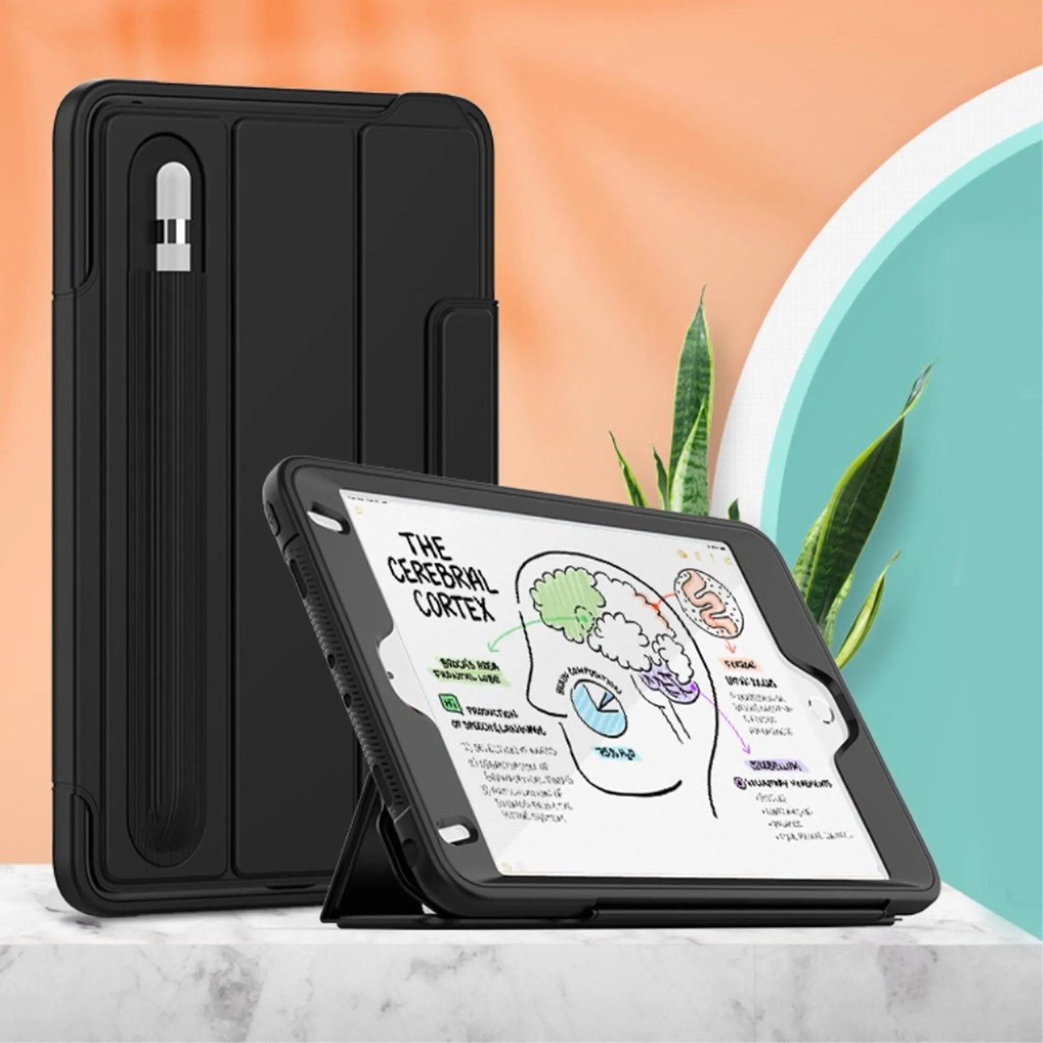 iPad Mini (2019) elegant tri-fold case - All Black