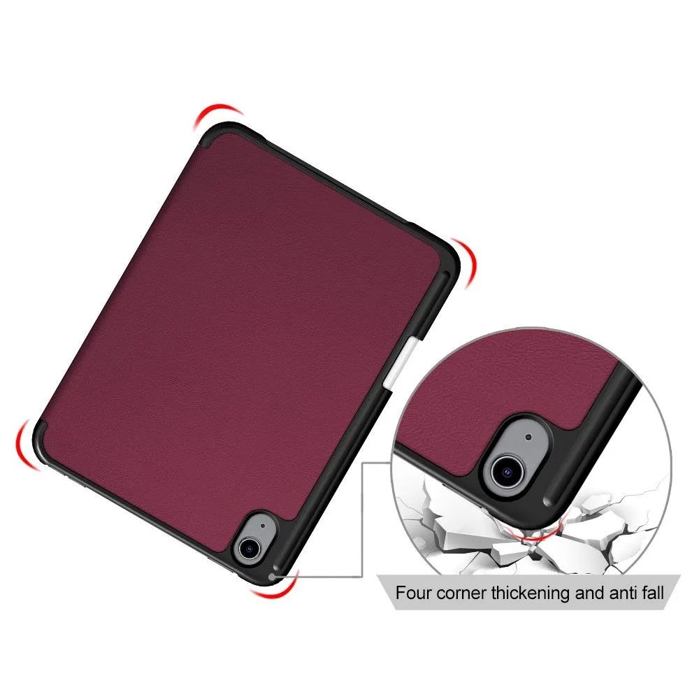 iPad Mini 6 (2021) slim tri-fold PU leather flip case with pen slot - Wine Red