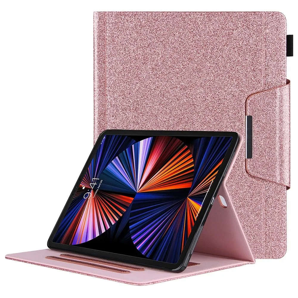 iPad Pro 12.9 (2021) / (2020) / (2018) PU leather flip case with card slots - Rose Gold