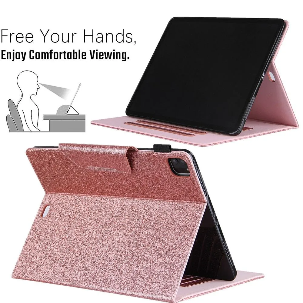 iPad Pro 12.9 (2021) / (2020) / (2018) PU leather flip case with card slots - Rose Gold