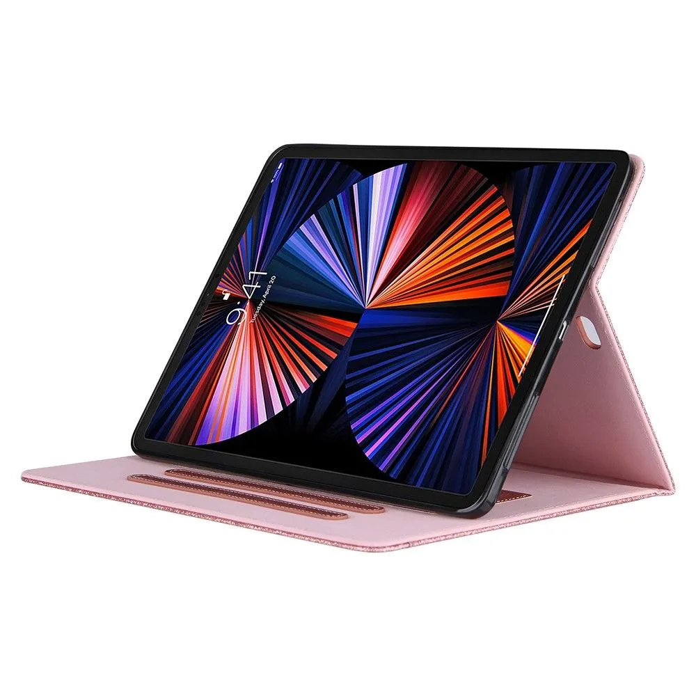 iPad Pro 12.9 (2021) / (2020) / (2018) PU leather flip case with card slots - Rose Gold