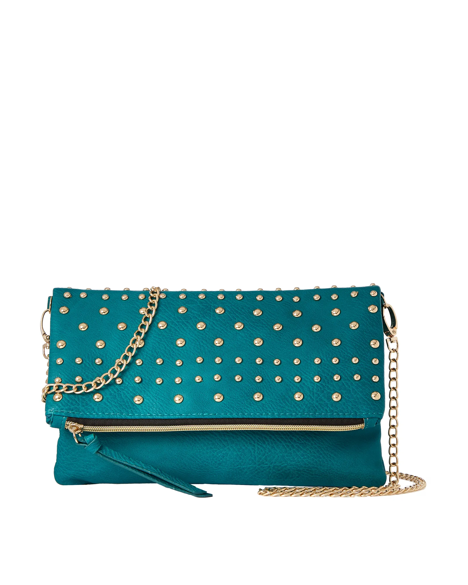 Jesa Studded Clutch | Teal / Gold