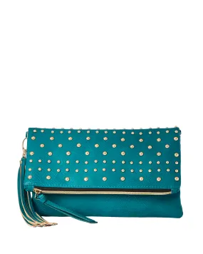 Jesa Studded Clutch | Teal / Gold