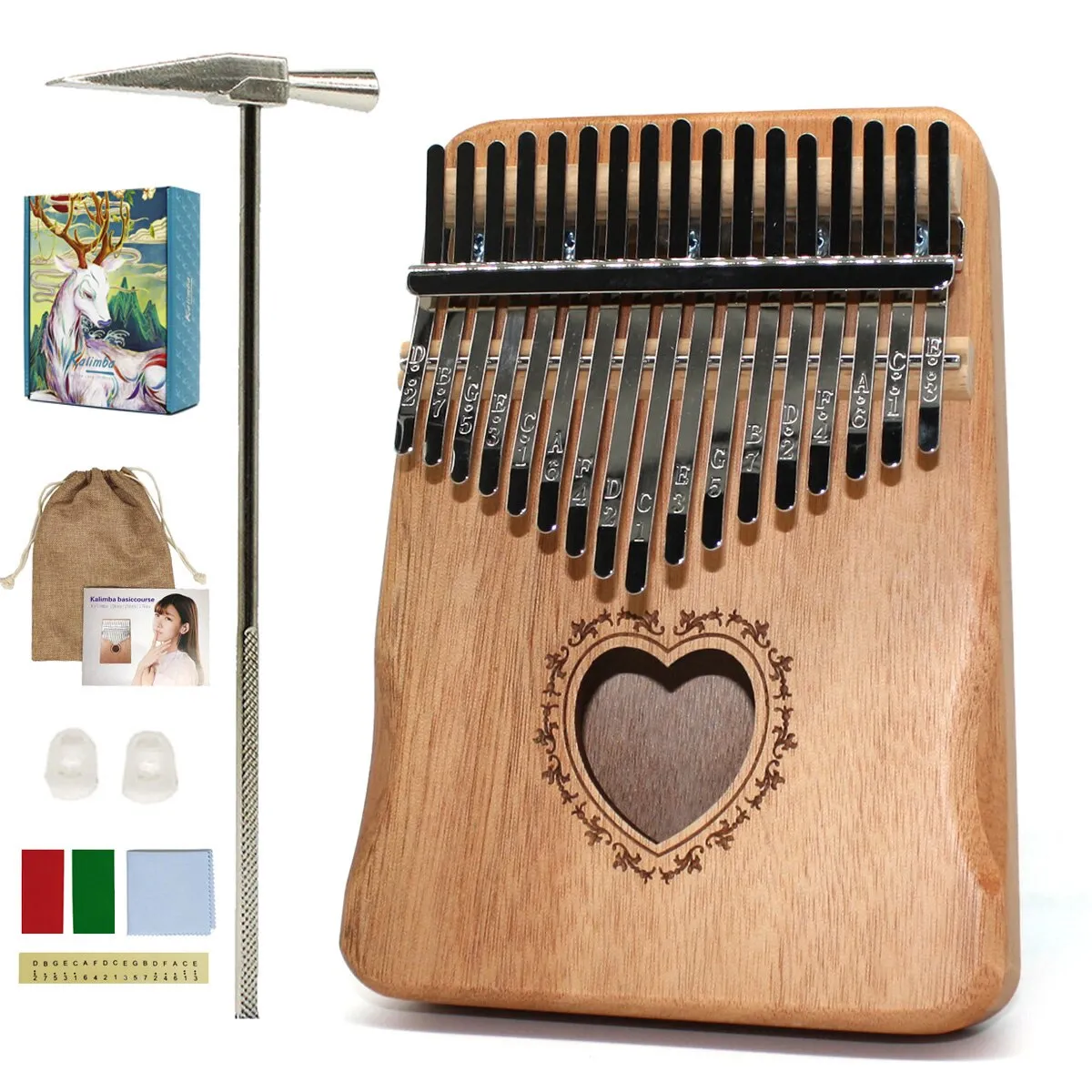 Kalimba 17 key Thumb Piano High Quality Wood Mahogany Mbira Body Musical Instruments Africa Kalimba Piano with Accessories