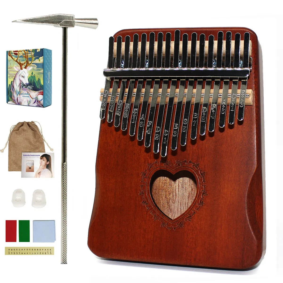 Kalimba 17 key Thumb Piano High Quality Wood Mahogany Mbira Body Musical Instruments Africa Kalimba Piano with Accessories